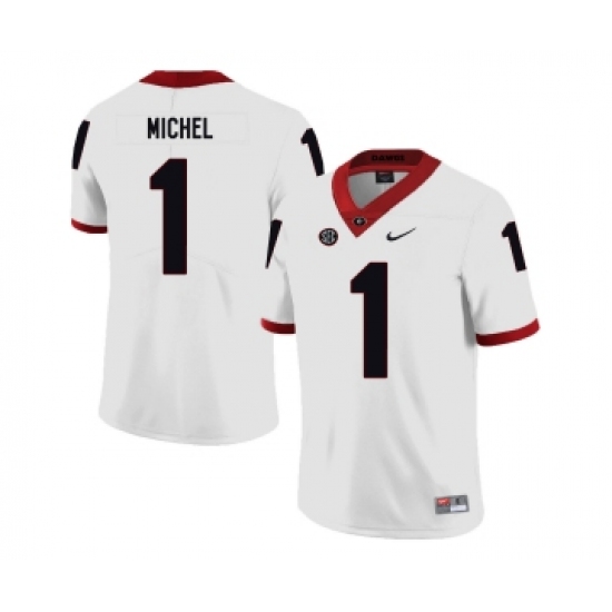 Georgia Bulldogs 1 Sony Michel White Nike College Football Jersey - Ujersey