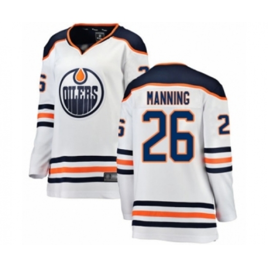 Women's Edmonton Oilers #26 Brandon Manning Authentic White Away Fanatics Branded Breakaway Hockey Jersey - Ujersey