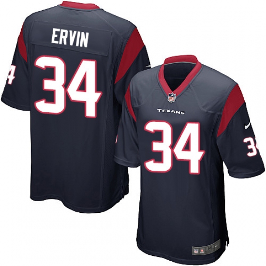 Men's Nike Houston Texans #34 Tyler Ervin Game Navy Blue Team Color NFL Jersey - Ujersey