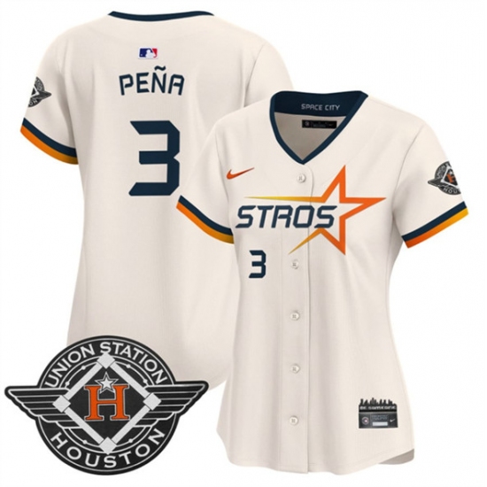 Women's Houston Astros #3 Jeremy Pena Cream 2025 City Connect Limited Stitched Baseball Jersey(Run Small) - Ujersey