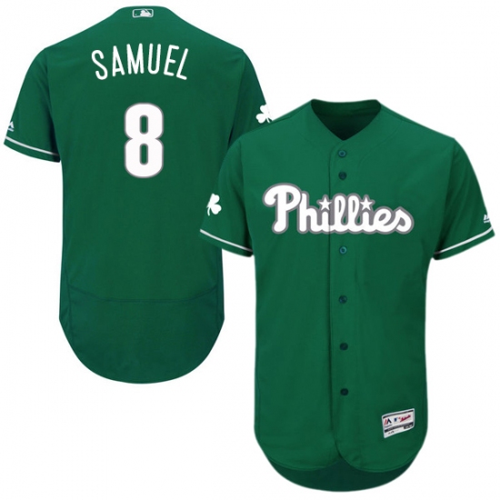 Men's Majestic Philadelphia Phillies #8 Juan Samuel Green Celtic Flexbase Authentic Collection MLB Jersey - Ujersey