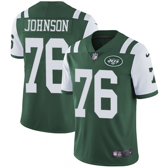Men's Nike New York Jets #76 Wesley Johnson Green Team Color Vapor Untouchable Limited Player NFL Jersey - Ujersey