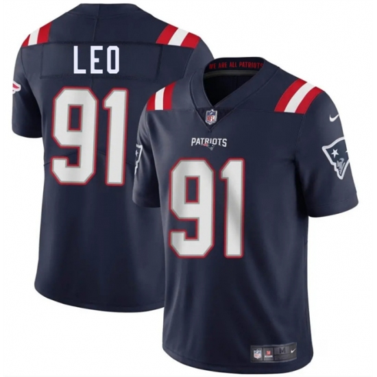 Men's New England Patriots #91 Titus Leo Navy 2025 Vapor Limited Football Stitched Jersey - Ujersey
