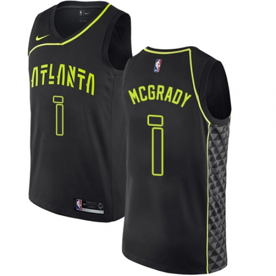 Men's Nike Atlanta Hawks #1 Tracy Mcgrady Authentic Black NBA Jersey - City Edition - Ujersey