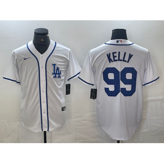 Men's Los Angeles Dodgers #99 Joe Kelly White Cool Base Stitched Baseball Jersey - Ujersey