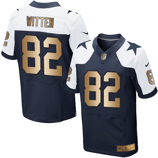Men's Nike Dallas Cowboys #82 Jason Witten Elite Navy/Gold Throwback Alternate NFL Jersey - Ujersey