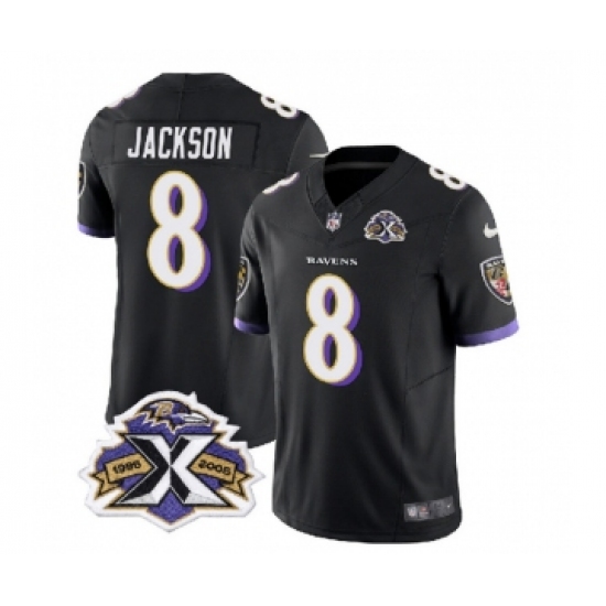 Men's Nike Baltimore Ravens #8 Lamar Jackson Black 2023 F.U.S.E Throwback Vapor Limited Stitched Jersey - Ujersey