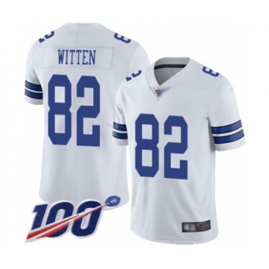 Men's Dallas Cowboys #82 Jason Witten White Vapor Untouchable Limited Player 100th Season Football Jersey - Ujersey