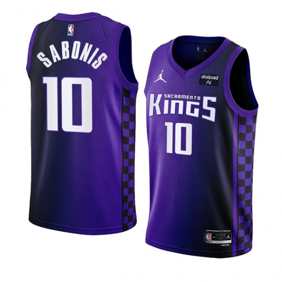 Men's Sacramento Kings #10 Domantas Sabonis Purple 2023-24 Statement Edition Swingman Stitched Jersey - Ujersey
