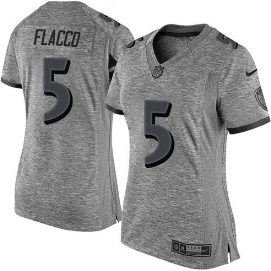 Women's Nike Baltimore Ravens #5 Joe Flacco Limited Gray Gridiron NFL Jersey