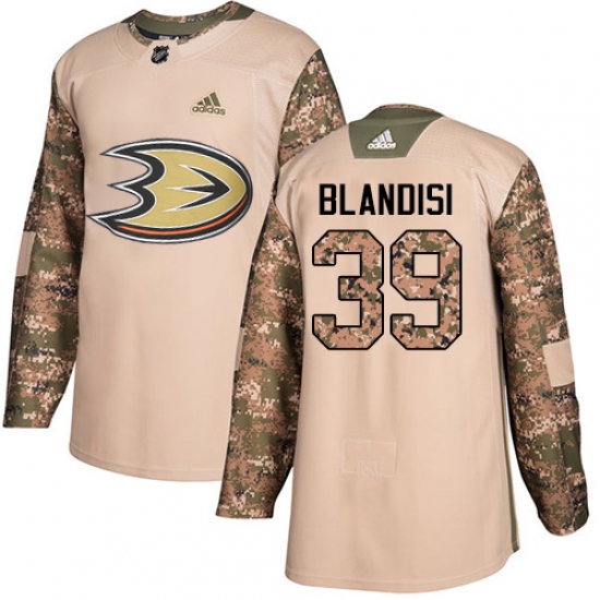 Youth Adidas Anaheim Ducks #39 Joseph Blandisi Authentic Camo Veterans Day Practice NHL Jersey - Ujersey