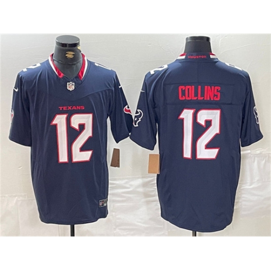 Men's Houston Texans #12 Nico Collins Navy F.U.S.E. Vapor Limited Football Stitched Jersey - Ujersey