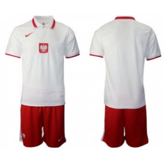 Men's Poland Custom Euro 2021 White Soccer Jersey and Shorts - Ujersey