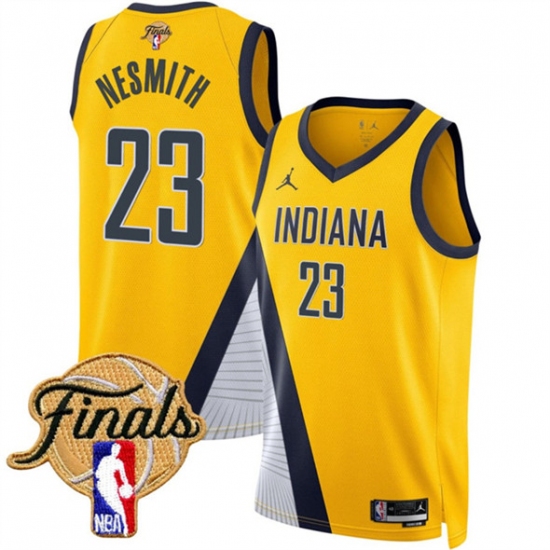 Men's Indiana Pacers #23 Aaron Nesmith Yellow 2025 Finals Statement Edition Stitched Basketball Jersey - Ujersey