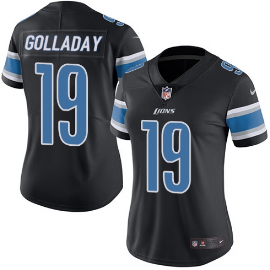 Women's Nike Detroit Lions #19 Kenny Golladay Limited Black Rush Vapor Untouchable NFL Jersey - Ujersey