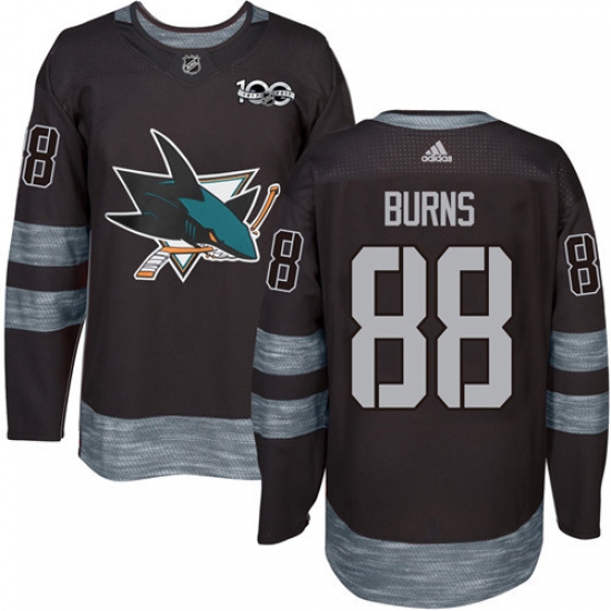 Men's Adidas San Jose Sharks #88 Brent Burns Authentic Black 1917-2017 100th Anniversary NHL Jersey - Ujersey