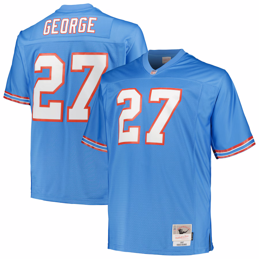 Men's Mitchell & Ness Eddie George Light Blue Houston Oilers 1997 Legacy Big & Tall Retired Player Jersey