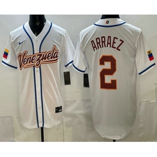 Men's Venezuela #2 Luis Arraez White 2026 World Baseball Classic Cool Base Jersey - U-jersey