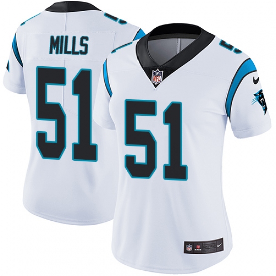 Women's Nike Carolina Panthers #51 Sam Mills White Vapor Untouchable Limited Player NFL Jersey - Ujersey