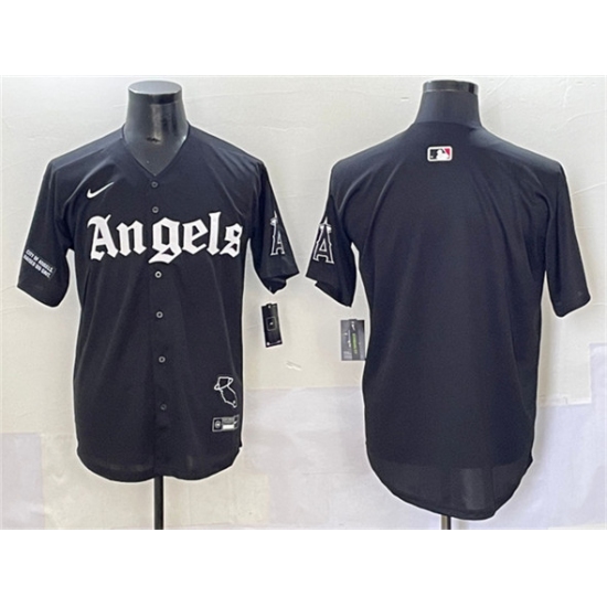 Men's Los Angeles Angels Blank Black 'Gothic Halo Edition' Vapor Limited Stitched Baseball Jersey - Ujersey