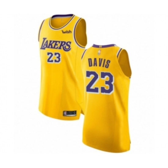 Men's Los Angeles Lakers #23 Anthony Davis Authentic Gold Basketball Jersey - Icon Edition - Ujersey