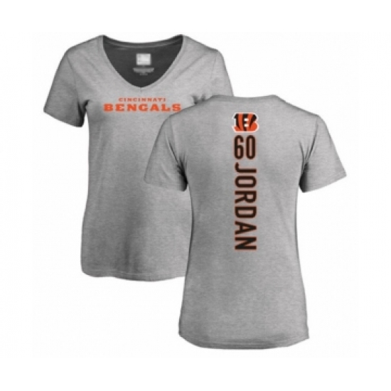 Football Women's Cincinnati Bengals #60 Michael Jordan Ash Backer V-Neck T-Shirt - Ujersey