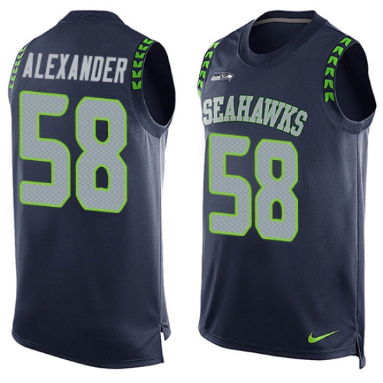 Men's Nike Seattle Seahawks #58 D.J. Alexander Limited Steel Blue Player Name & Number Tank Top NFL Jersey - Ujersey