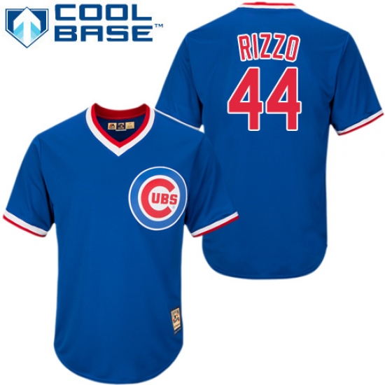 Men's Majestic Chicago Cubs #44 Anthony Rizzo Authentic Royal Blue Cooperstown MLB Jersey - Ujersey