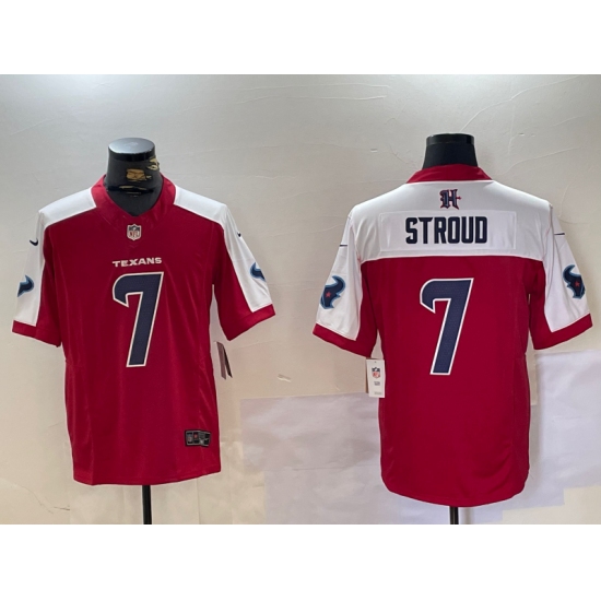 Men's Houston Texans #7 CJ Stroud Limited Red Thanksgiving Fashion FUSE Jersey - Ujersey