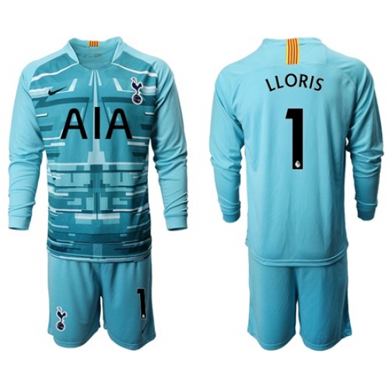Tottenham Hotspur #1 Lloris Light Blue Goalkeeper Long Sleeves Soccer Club Jersey