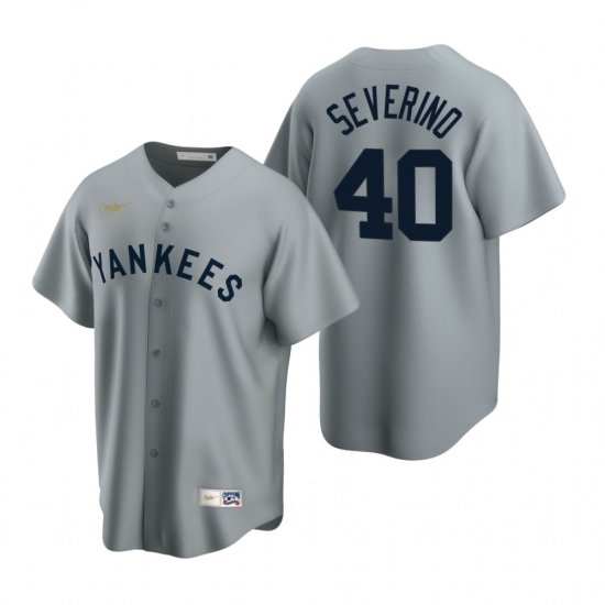 Men's Nike New York Yankees #40 Luis Severino Gray Cooperstown Collection Road Stitched Baseball Jersey - Ujersey