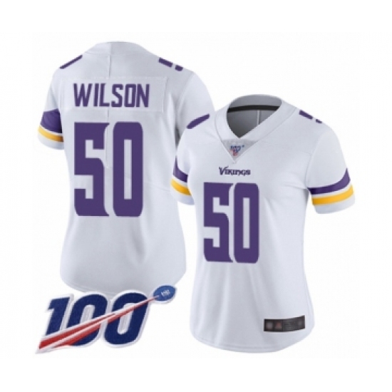 Women's Minnesota Vikings #50 Eric Wilson White Vapor Untouchable Limited Player 100th Season Football Jersey - Ujersey