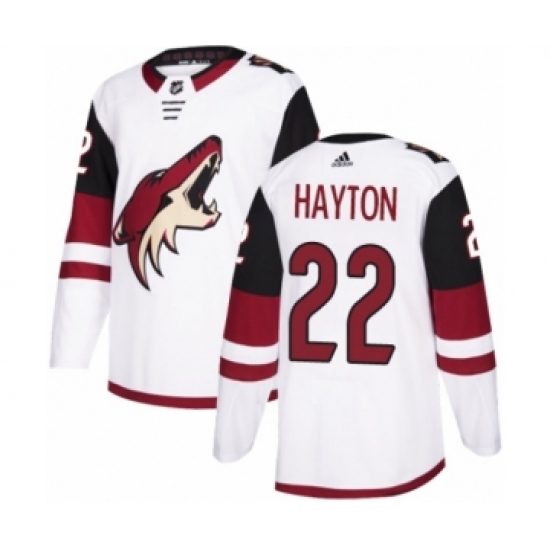 Men's Adidas Arizona Coyotes #22 Barrett Hayton Authentic White Away NHL Jersey - Ujersey