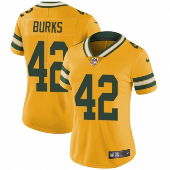 Women's Nike Green Bay Packers #42 Oren Burks Limited Gold Rush Vapor Untouchable NFL Jersey - Ujersey