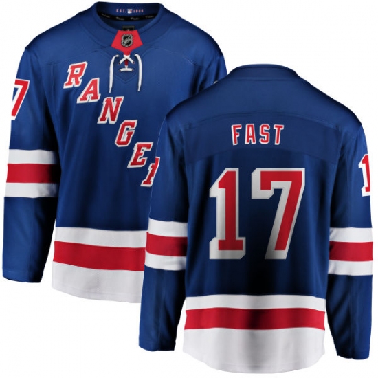 Youth New York Rangers #17 Jesper Fast Fanatics Branded Royal Blue Home Breakaway NHL Jersey - Ujersey