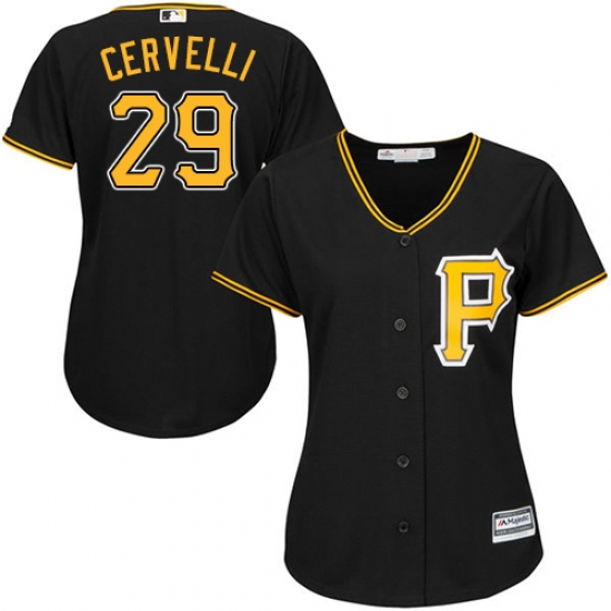 Women's Majestic Pittsburgh Pirates #29 Francisco Cervelli Authentic Black Alternate Cool Base MLB Jersey - Ujersey