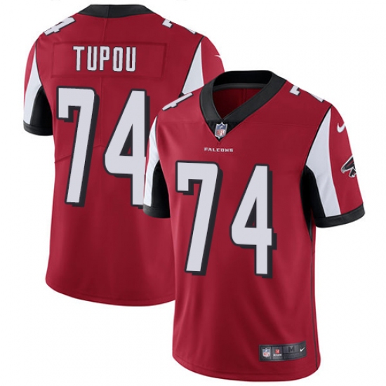 Men's Nike Atlanta Falcons #74 Tani Tupou Red Team Color Vapor Untouchable Limited Player NFL Jersey - Ujersey