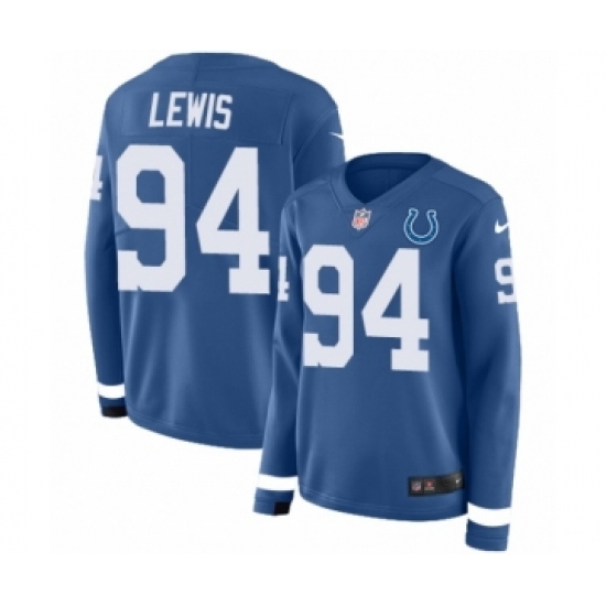 Women's Nike Indianapolis Colts #94 Tyquan Lewis Limited Blue Therma Long Sleeve NFL Jersey - Ujersey