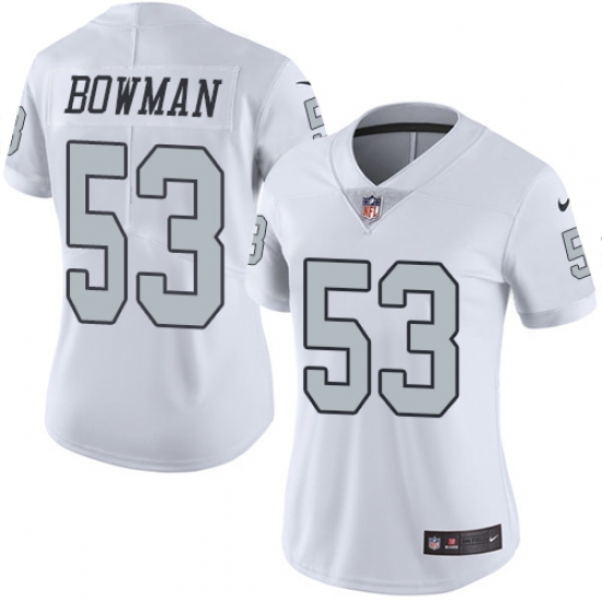 Women's Nike Oakland Raiders #53 NaVorro Bowman Limited White Rush Vapor Untouchable NFL Jersey