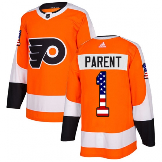 Youth Adidas Philadelphia Flyers #1 Bernie Parent Authentic Orange USA Flag Fashion NHL Jersey - Ujersey