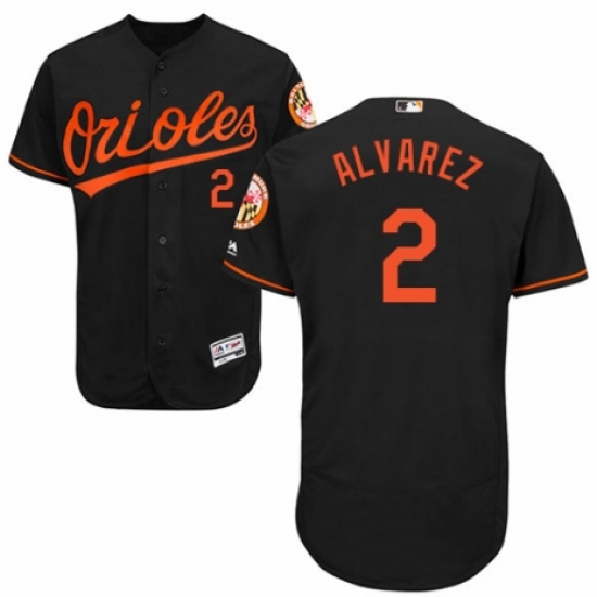 Men's Majestic Baltimore Orioles #2 Pedro Alvarez Black Alternate Flex Base Authentic Collection MLB Jersey - Ujersey