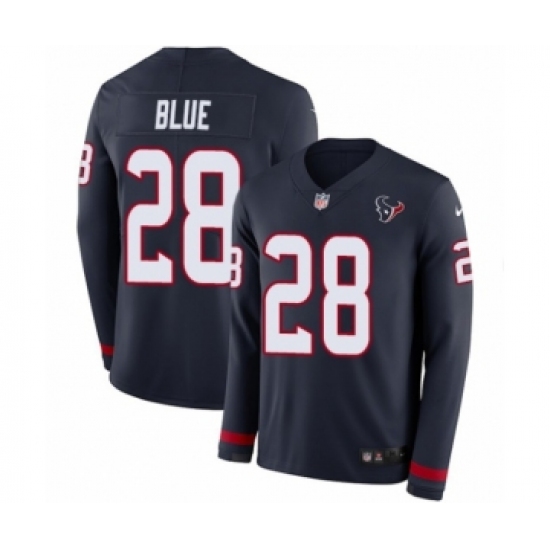 Men's Nike Houston Texans #28 Alfred Blue Limited Navy Blue Therma Long Sleeve NFL Jersey - Ujersey