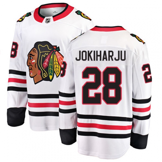 Youth Chicago Blackhawks #28 Henri Jokiharju Fanatics Branded White Away Breakaway NHL Jersey - Ujersey