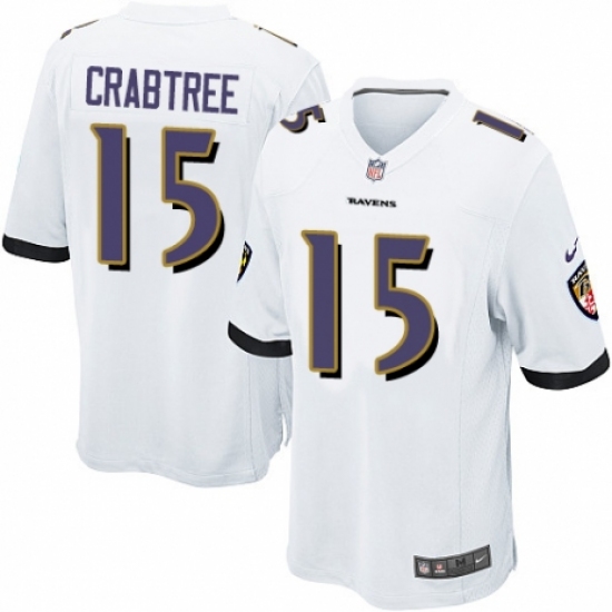 Men's Nike Baltimore Ravens #15 Michael Crabtree Game White NFL Jersey - Ujersey