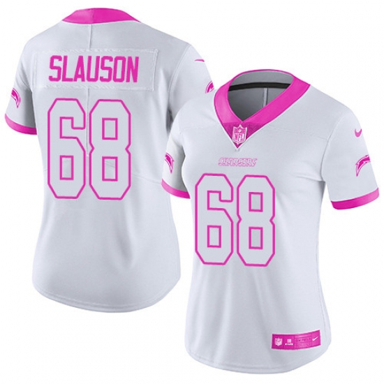 Women's Nike Los Angeles Chargers #68 Matt Slauson Limited White/Pink Rush Fashion NFL Jersey - Ujersey