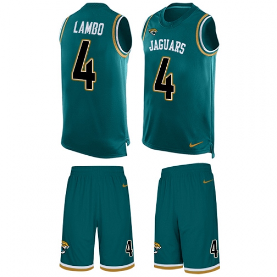 Men's Nike Jacksonville Jaguars #4 Josh Lambo Limited Teal Green Tank Top Suit NFL Jersey - Ujersey