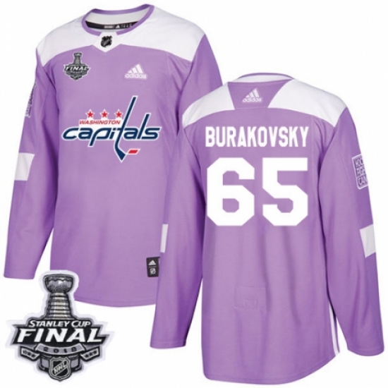 Men's Adidas Washington Capitals #65 Andre Burakovsky Authentic Purple Fights Cancer Practice 2018 Stanley Cup Final NHL Jersey - Ujersey