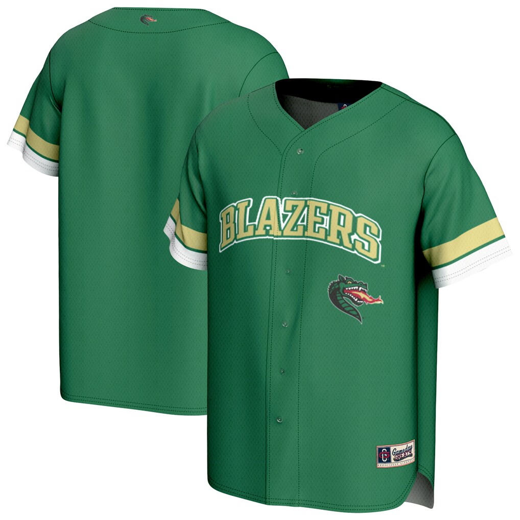 Youth GameDay Greats Green UAB Blazers Baseball Jersey - Ujersey