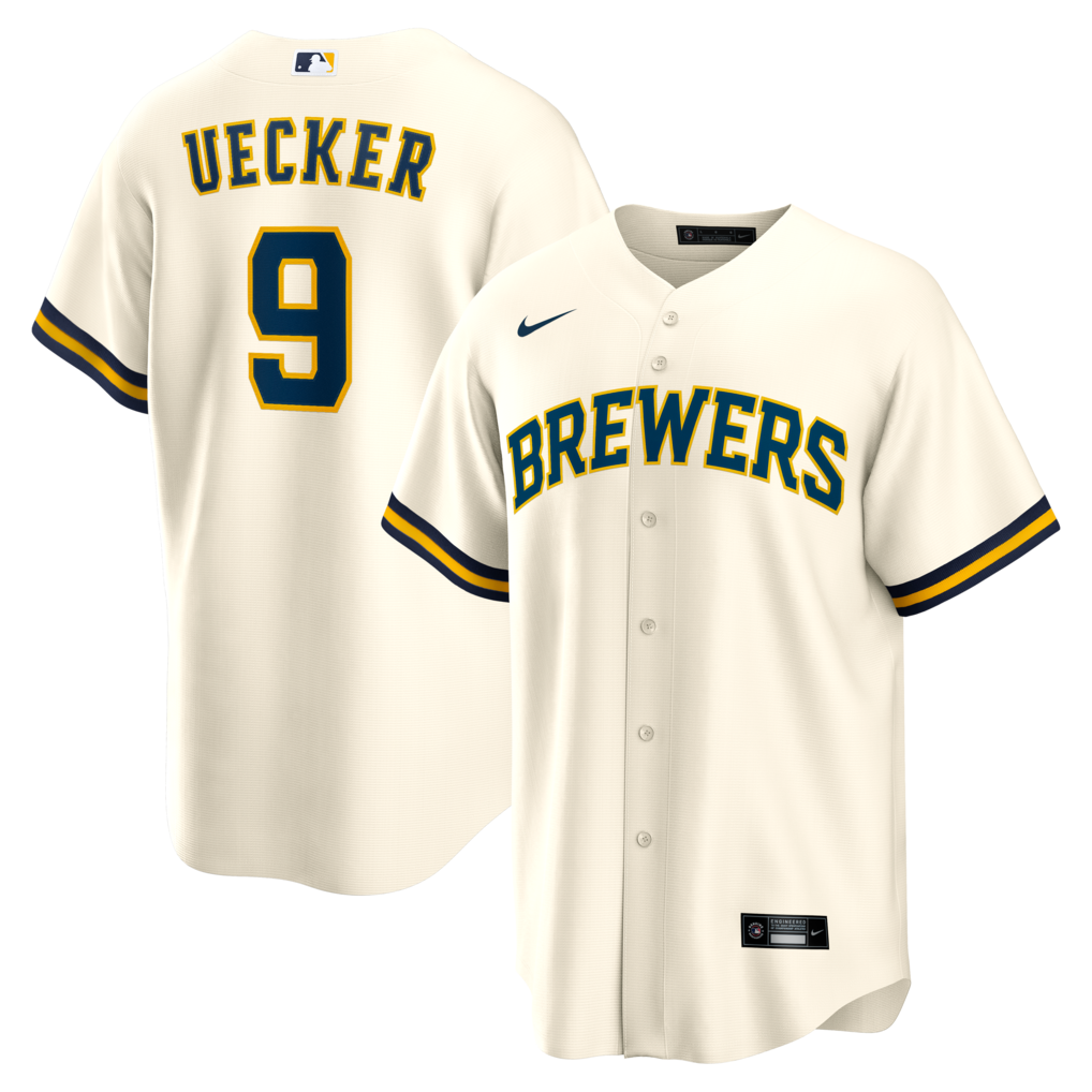 Men's Milwaukee Brewers Bob Uecker Nike Cream Home Retired Player Replica Jersey - ujerseystore