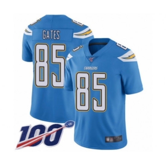 Men's Los Angeles Chargers #85 Antonio Gates Electric Blue Alternate Vapor Untouchable Limited Player 100th Season Football Jersey - Ujersey